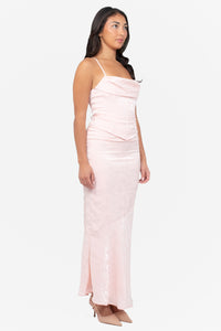Oriana Corset Satin Floral Maxi Dress