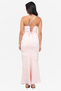Oriana Corset Satin Floral Maxi Dress