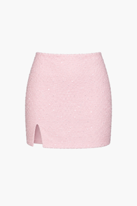 Kylie Beaded Pearl Mesh Mini Skirt
