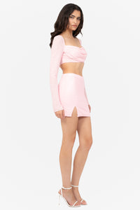 Kylie Beaded Pearl Mesh Mini Skirt