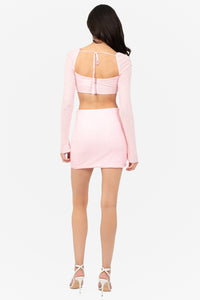Kylie Beaded Pearl Mesh Mini Skirt