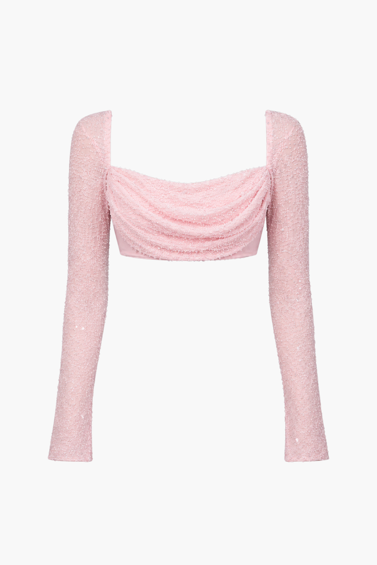 Kendall Sequin Beaded Mesh Crop Blouse