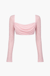 Kendall Sequin Beaded Mesh Crop Blouse