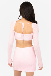 Kendall Sequin Beaded Mesh Crop Blouse