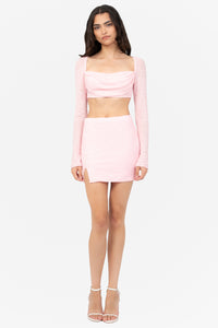 Kendall Sequin Beaded Mesh Crop Blouse