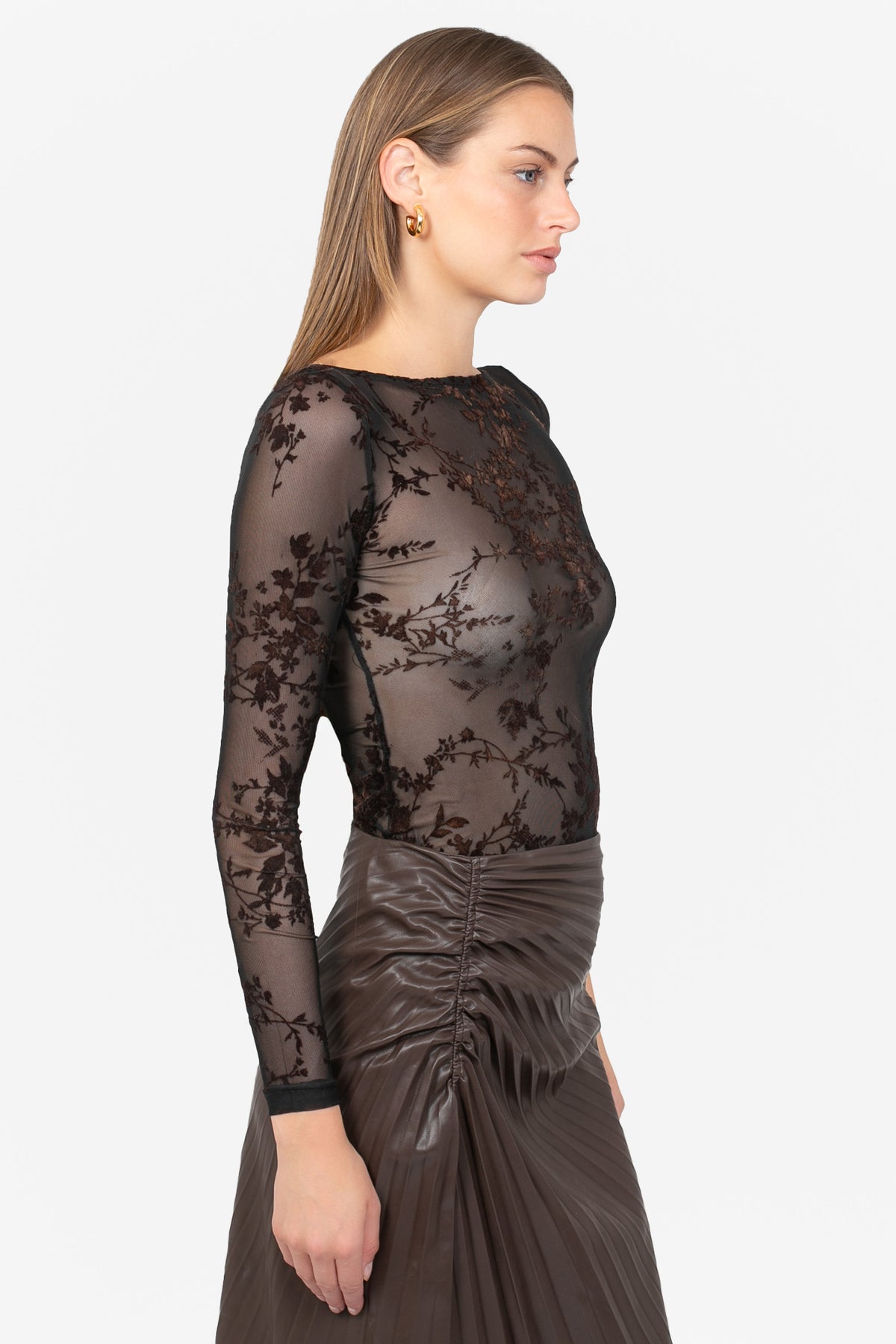 Vivianna Velvet Burnout Mesh Bodysuit