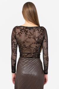 Vivianna Velvet Burnout Mesh Bodysuit