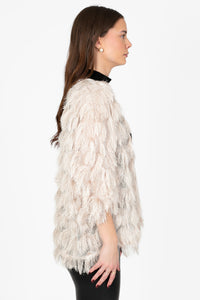 Marcy Shaggy Sparkle Open Jacket - honey