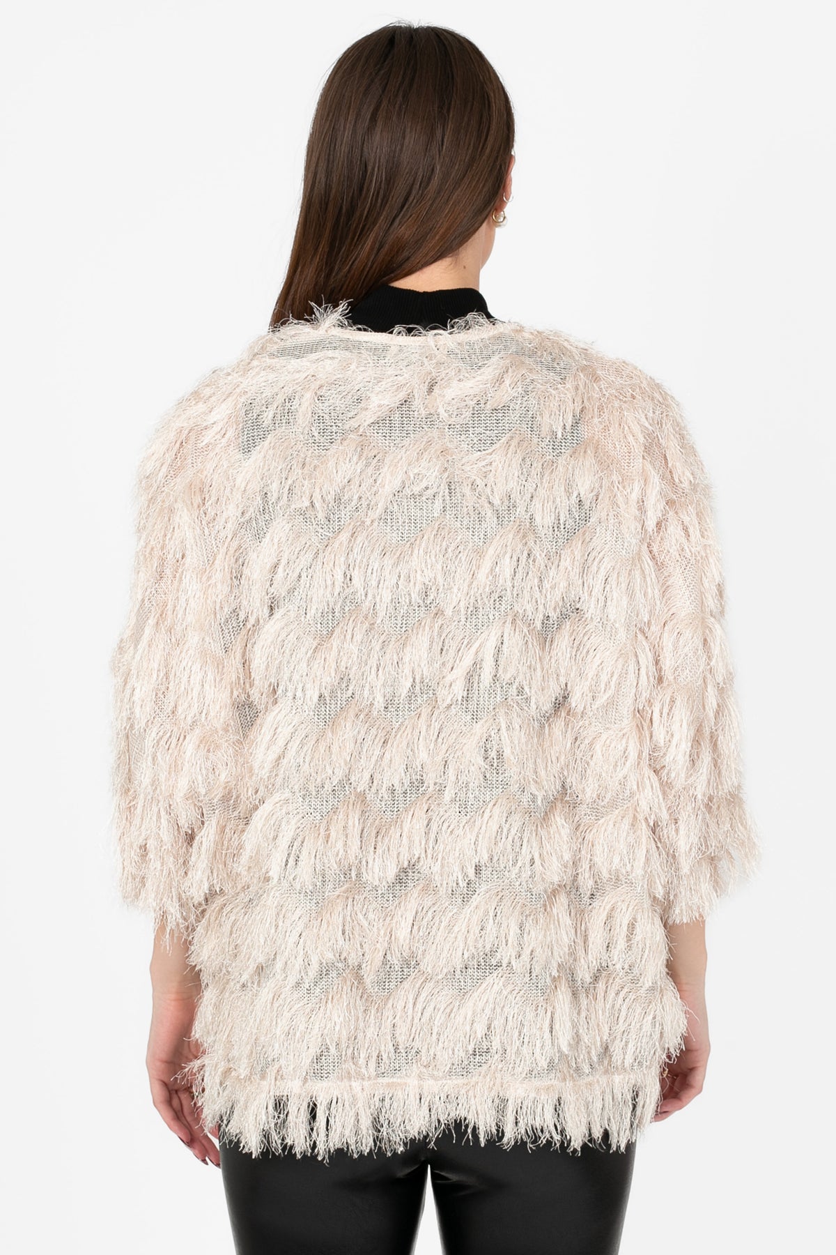 Marcy Shaggy Sparkle Open Jacket - honey