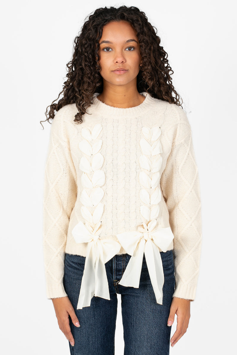 Ellie Ribbon Cable Knit Sweater - honey