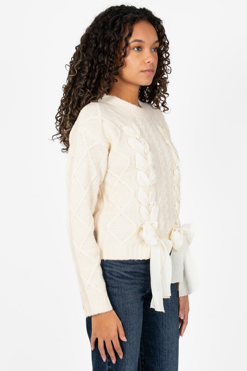 Ellie Ribbon Cable Knit Sweater - honey