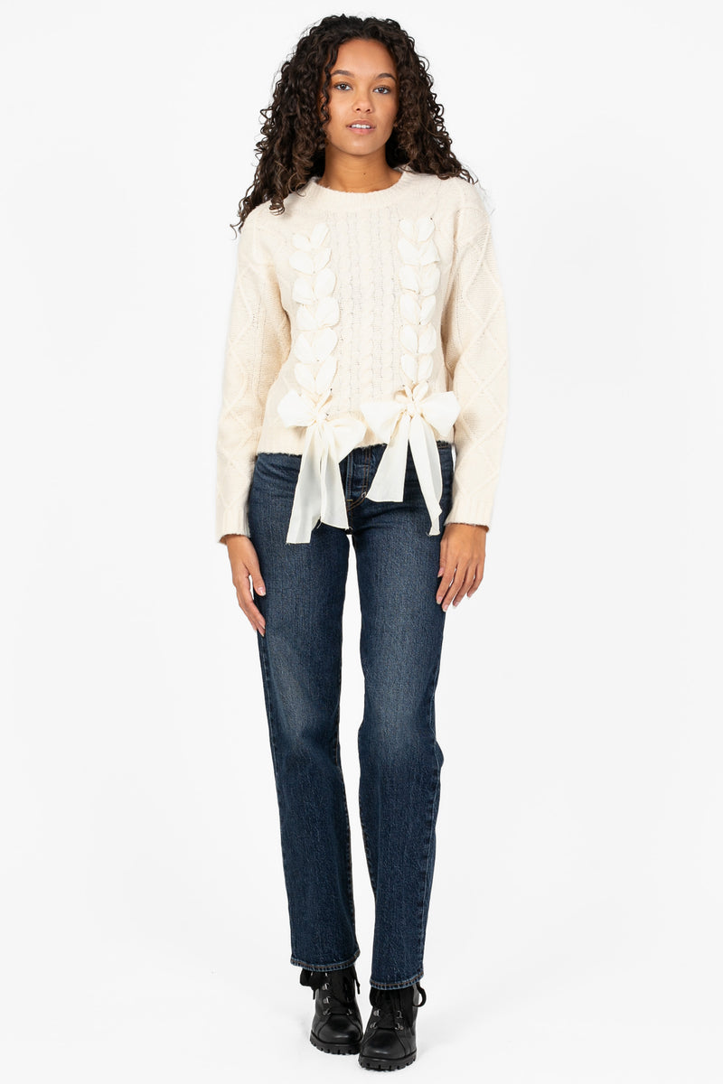 Ellie Ribbon Cable Knit Sweater - honey