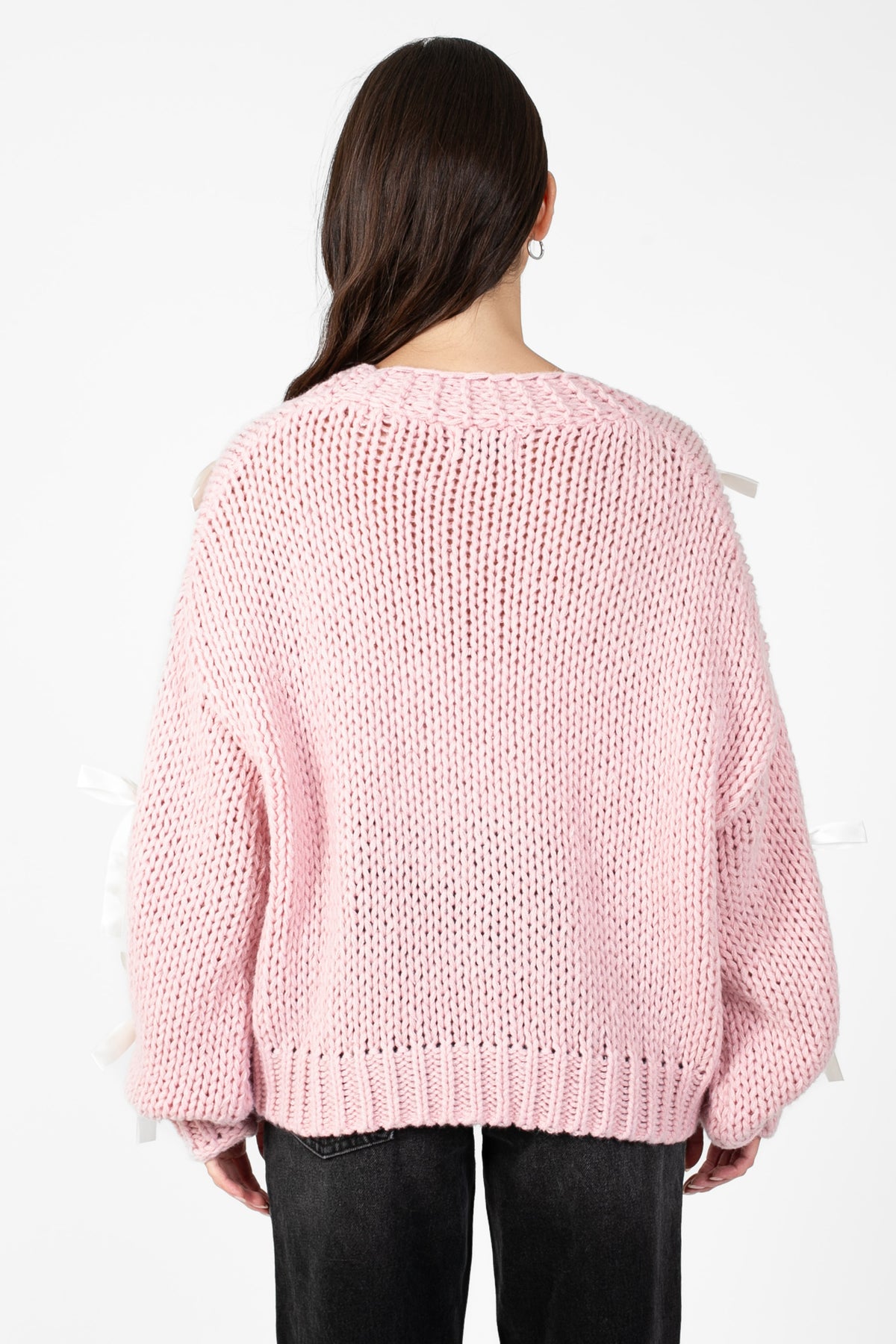 Belle Chunky Bow Knit Cardigan - honey