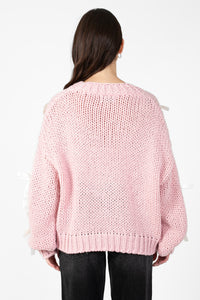 Belle Chunky Bow Knit Cardigan - honey