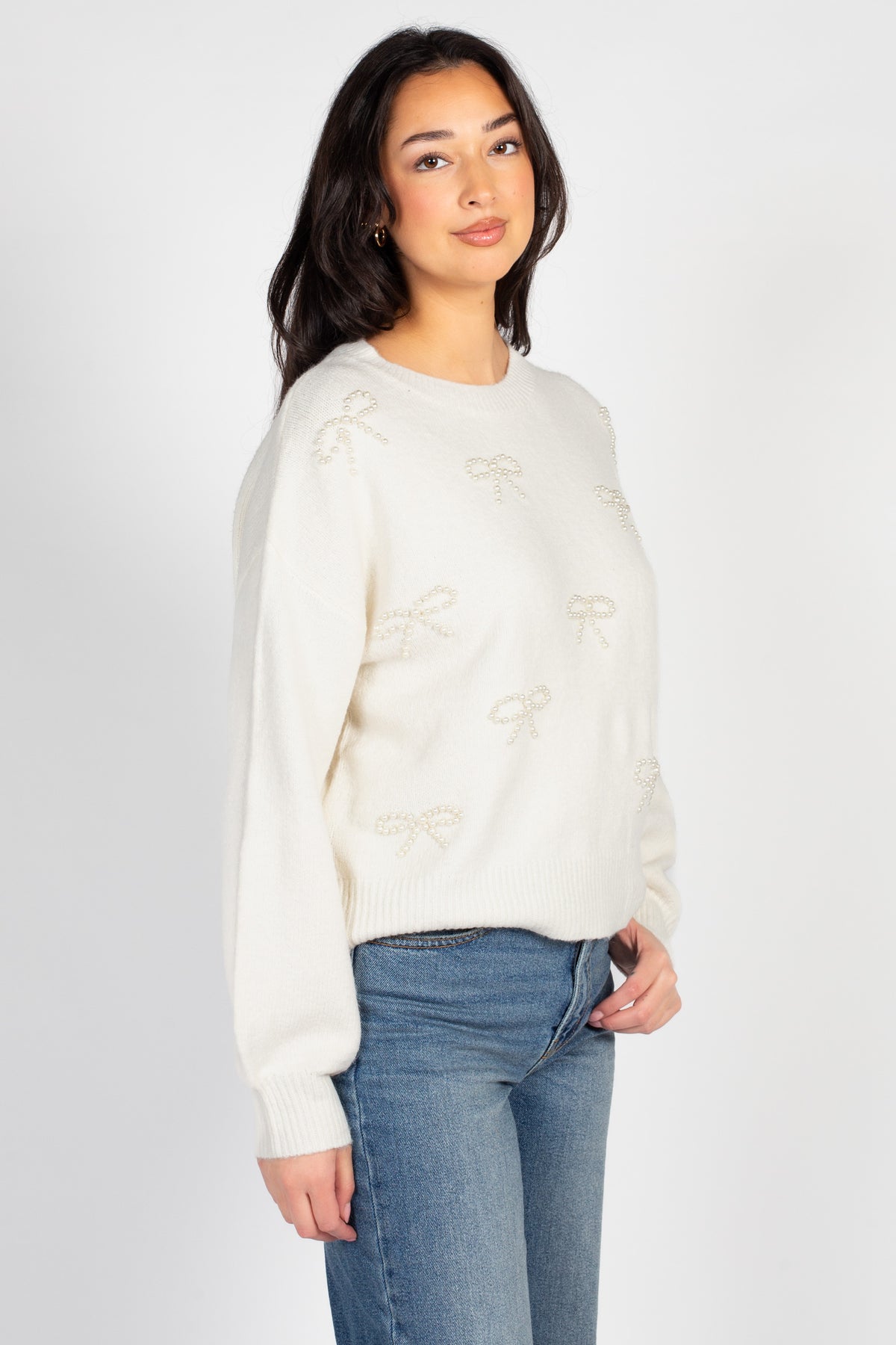 Bella Bow Beaded Sweater