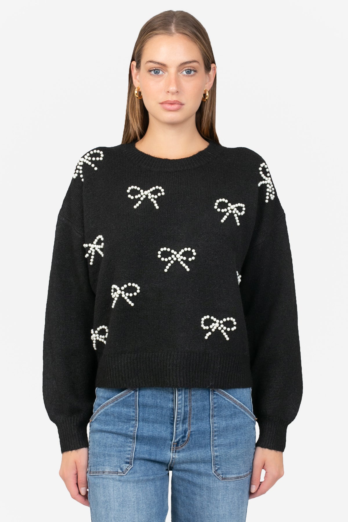 Bella Bow Beaded Sweater