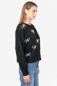 Bella Bow Beaded Sweater