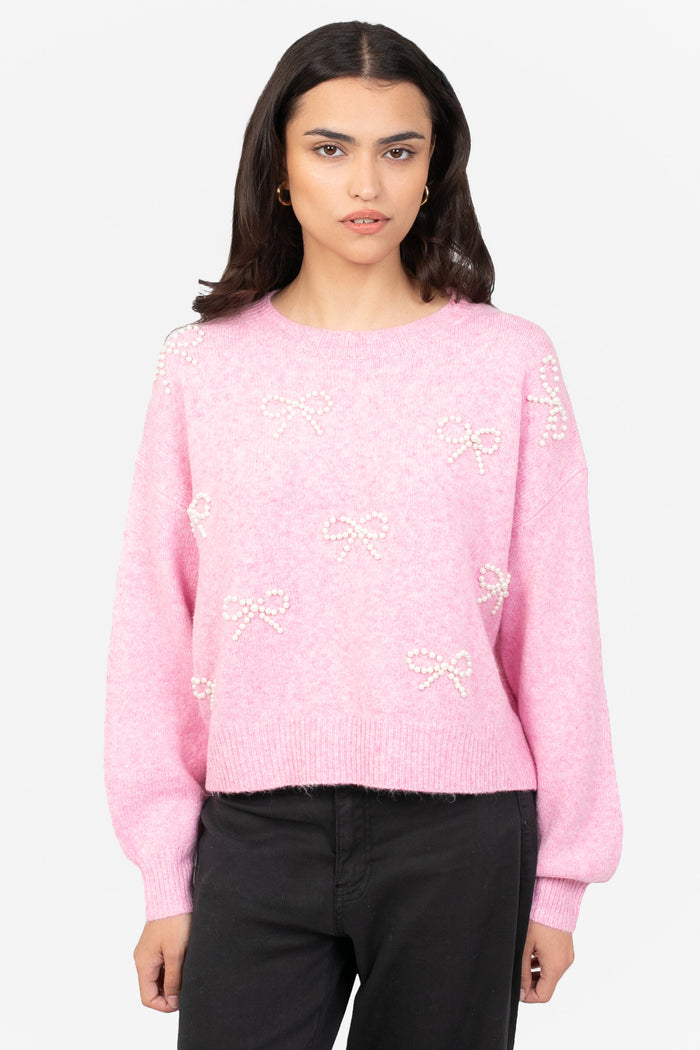 Bella Bow Beaded Sweater
