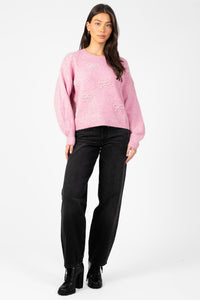 Bella Bow Beaded Sweater - honey