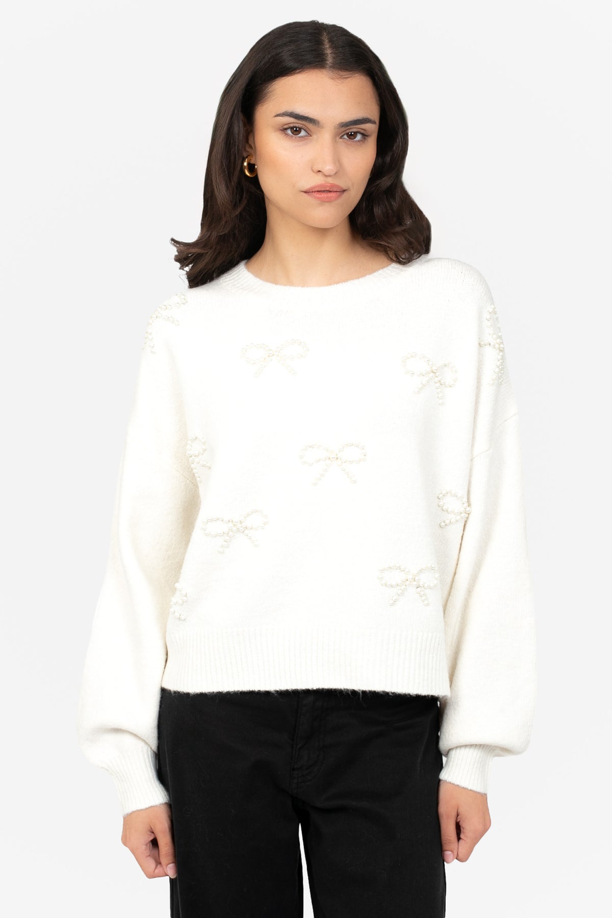 Bella Bow Beaded Sweater