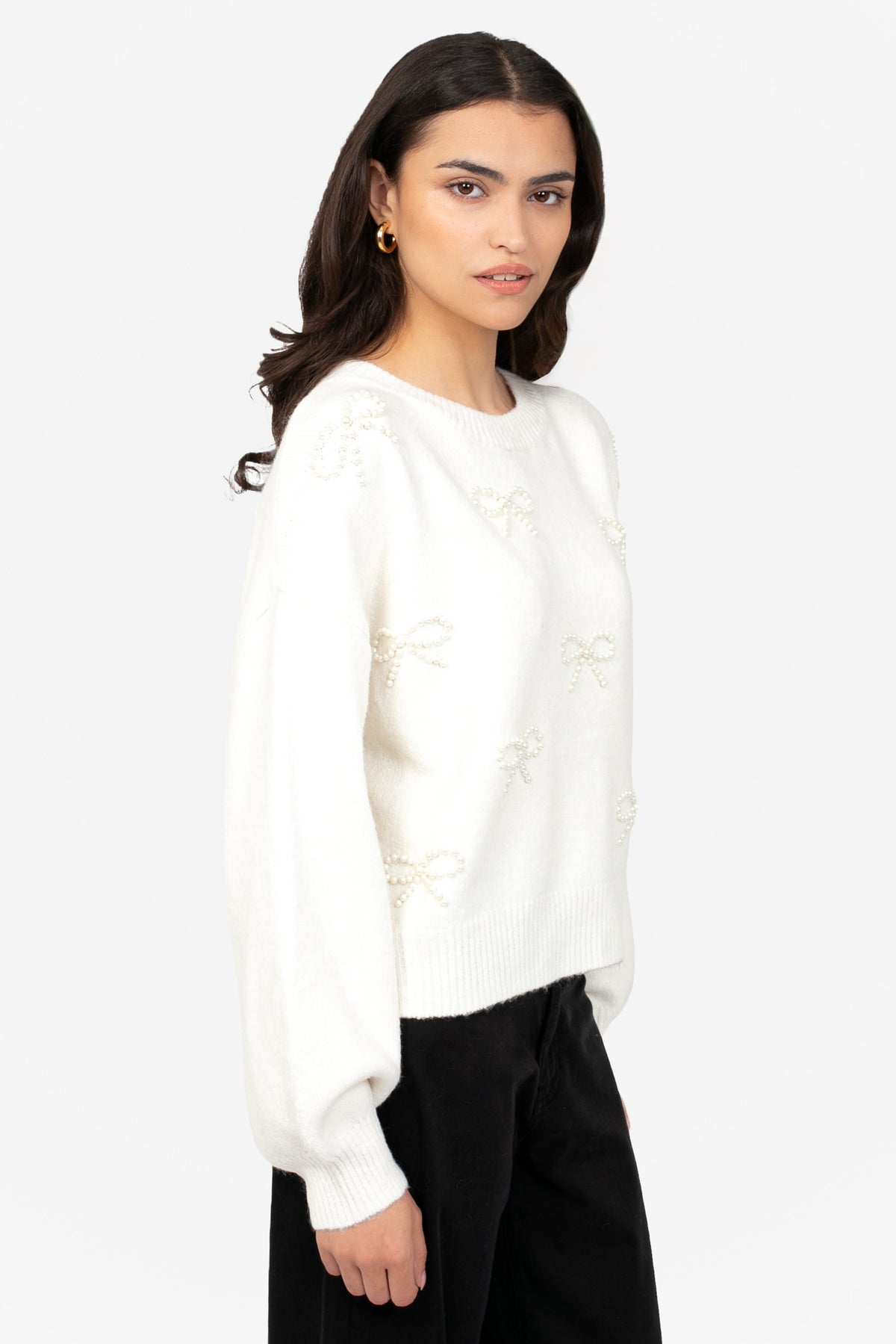 Bella Bow Beaded Sweater