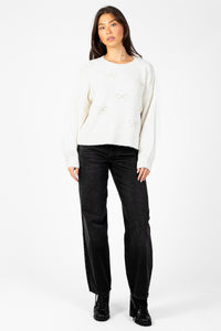 Bella Bow Beaded Sweater - honey
