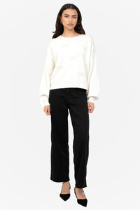 Bella Bow Beaded Sweater
