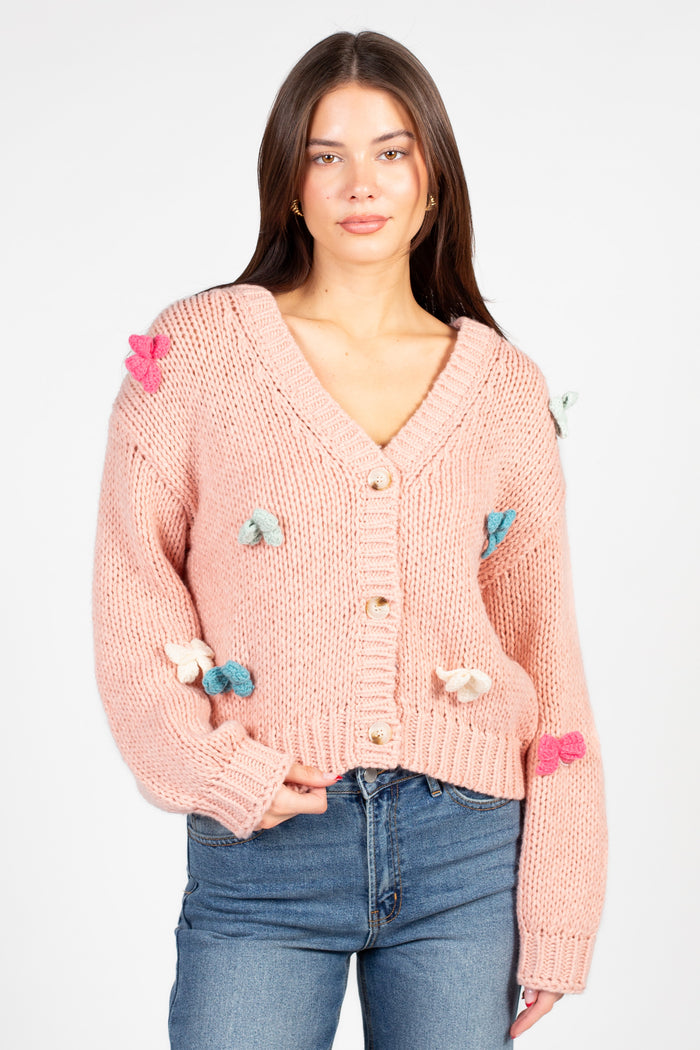 Lily Chunky Bow Knit Cardigan