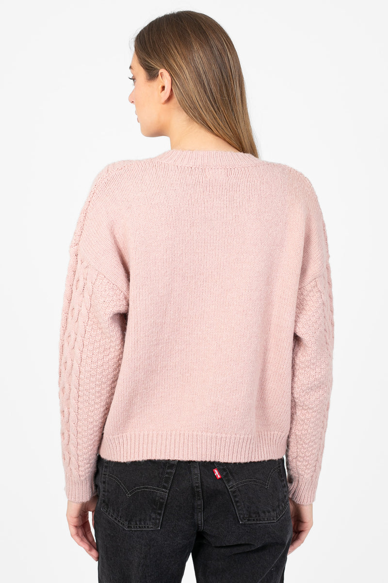 Amelie Bow Cable Knit Cardigan - honey