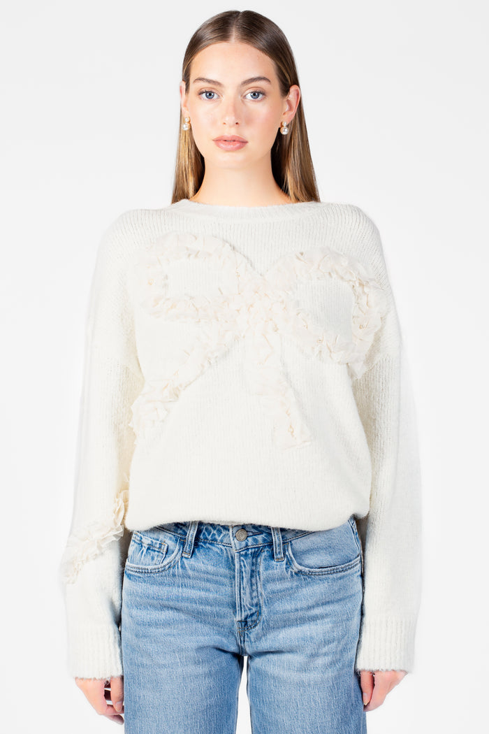 Kara Ruffle Bow Sweater - honey