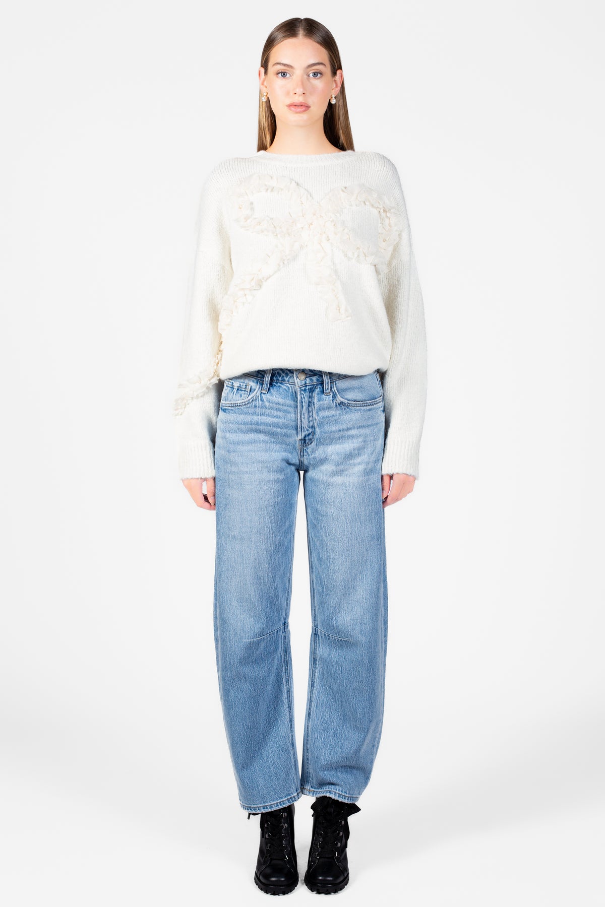 Kara Ruffle Bow Sweater - honey