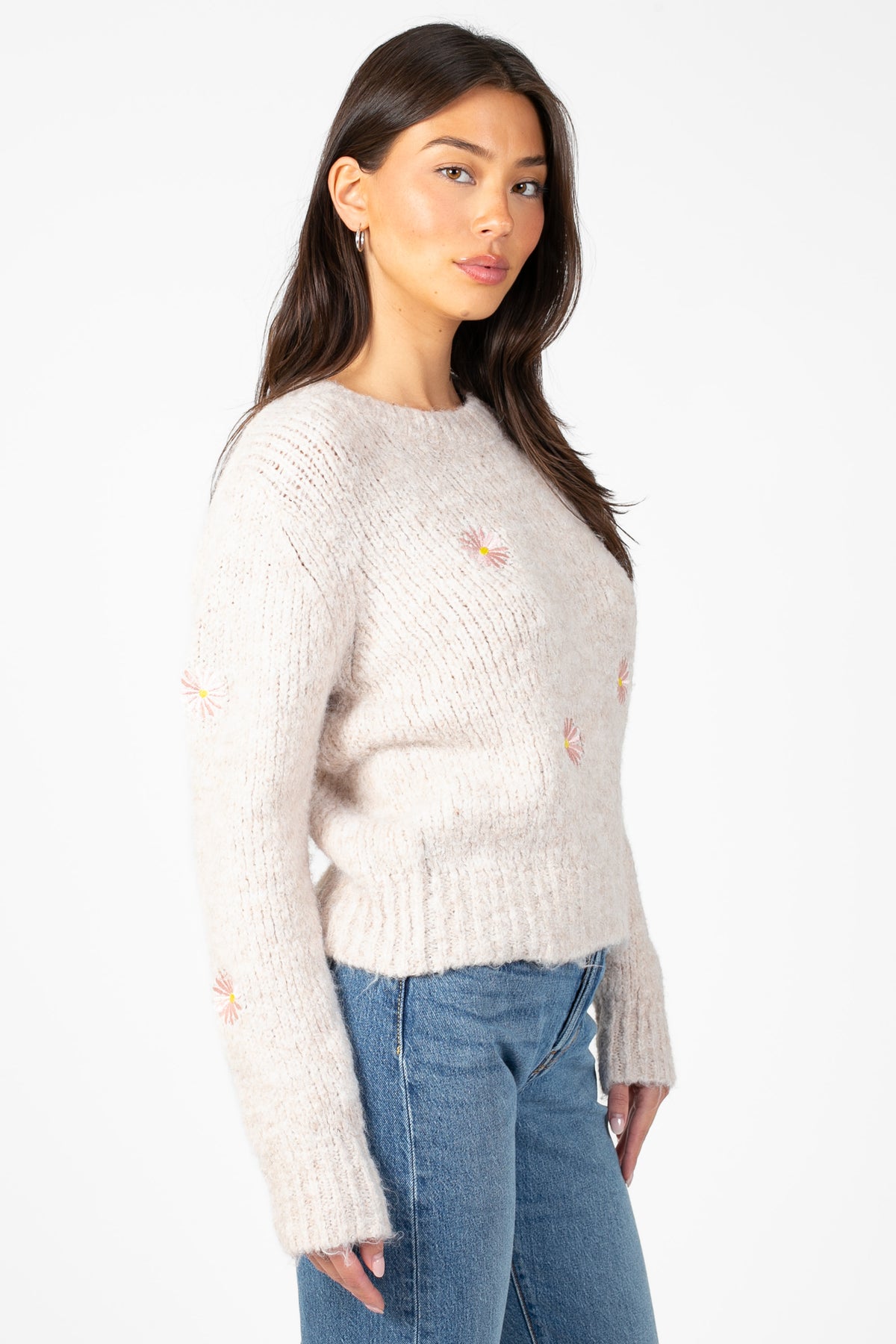 Daisy Dreams Embroidered Sweater - honey