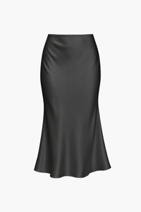 Gianina Side Slit Satin Midi Slip Skirt