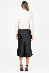 Gianina Side Slit Satin Midi Slip Skirt