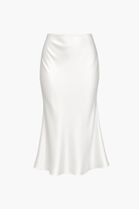 Gianina Side Slit Satin Midi Slip Skirt