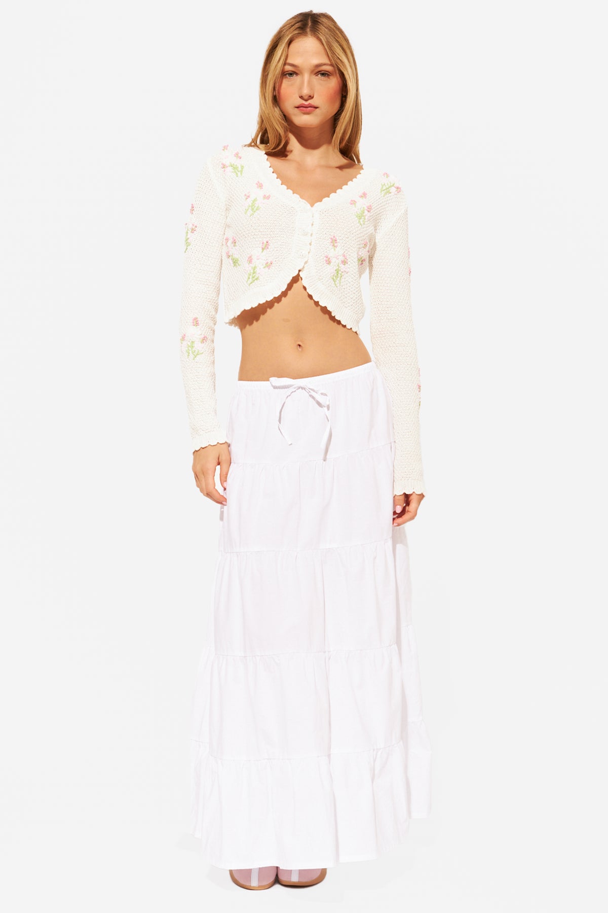 John + Jenn® Phineas Floral Cropped Cardigan - honey