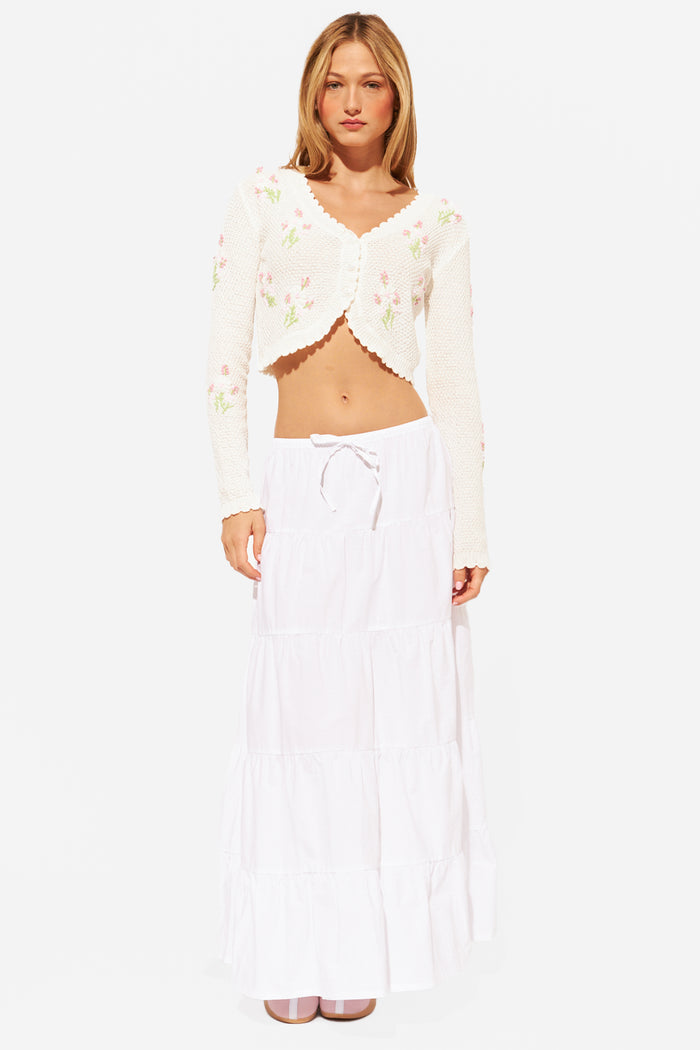 John + Jenn® Phineas Floral Cropped Cardigan - honey