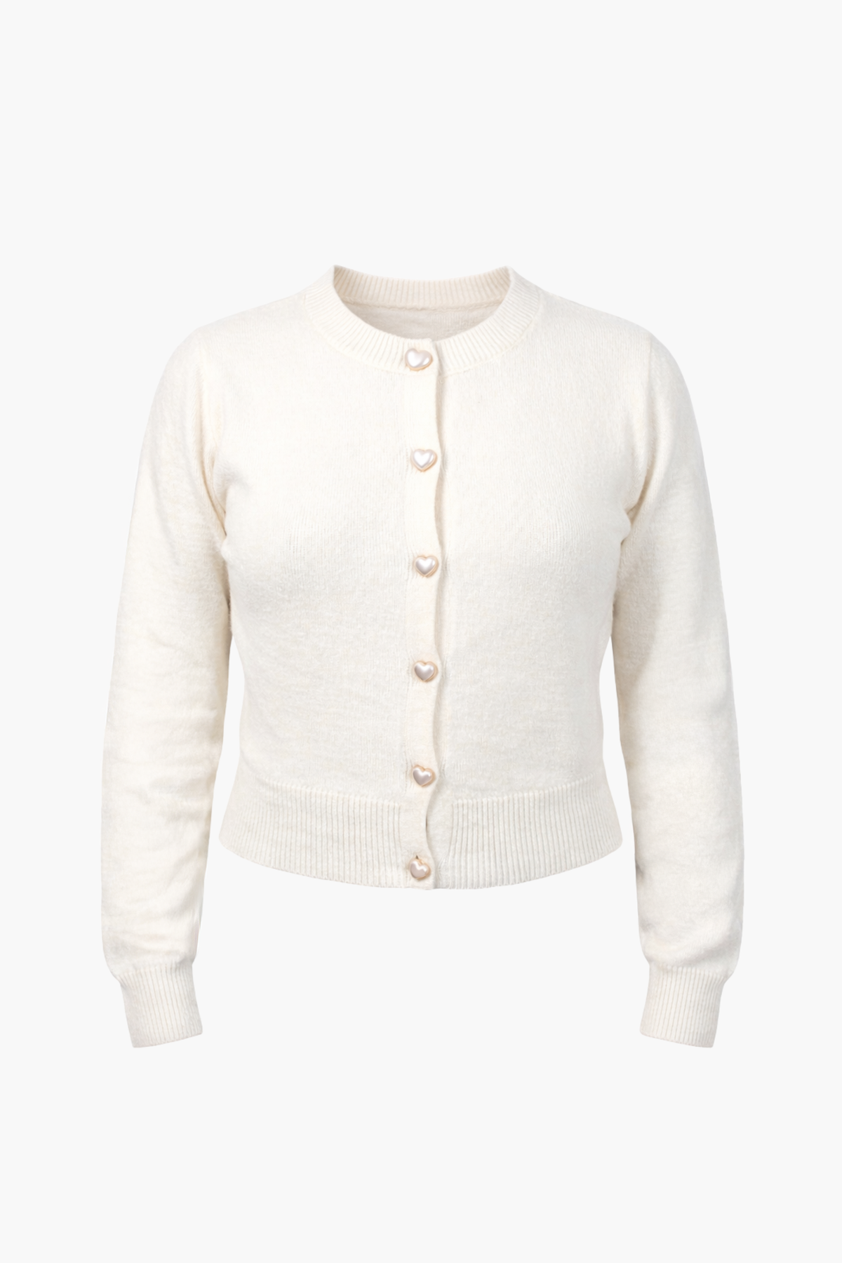 Amour Pearl Heart Button Cardigan