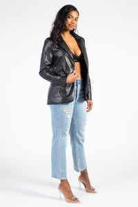 Model Off Duty Vegan Leather Blazer - honey