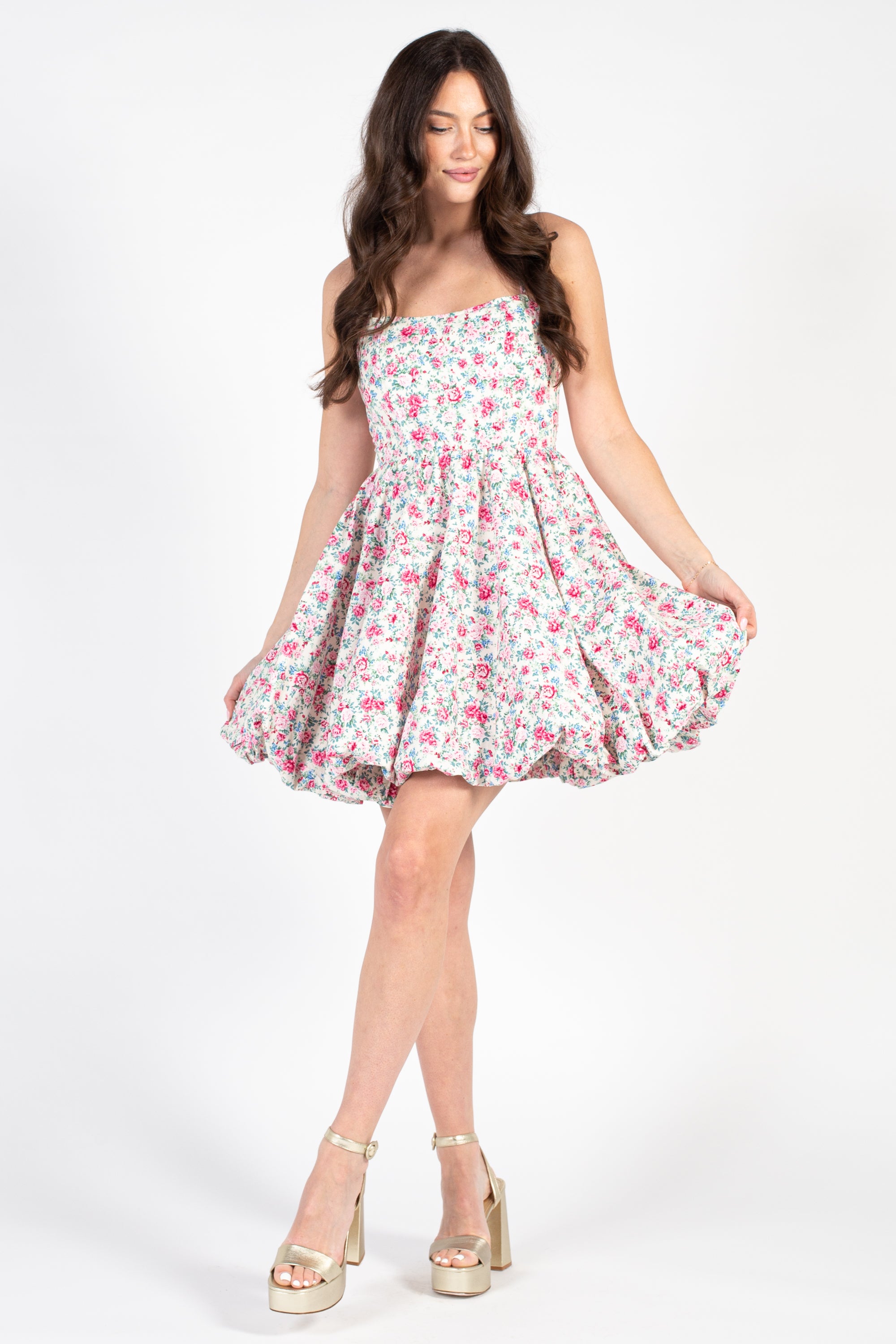 Lilian Bubble Hem Floral Mini Dress