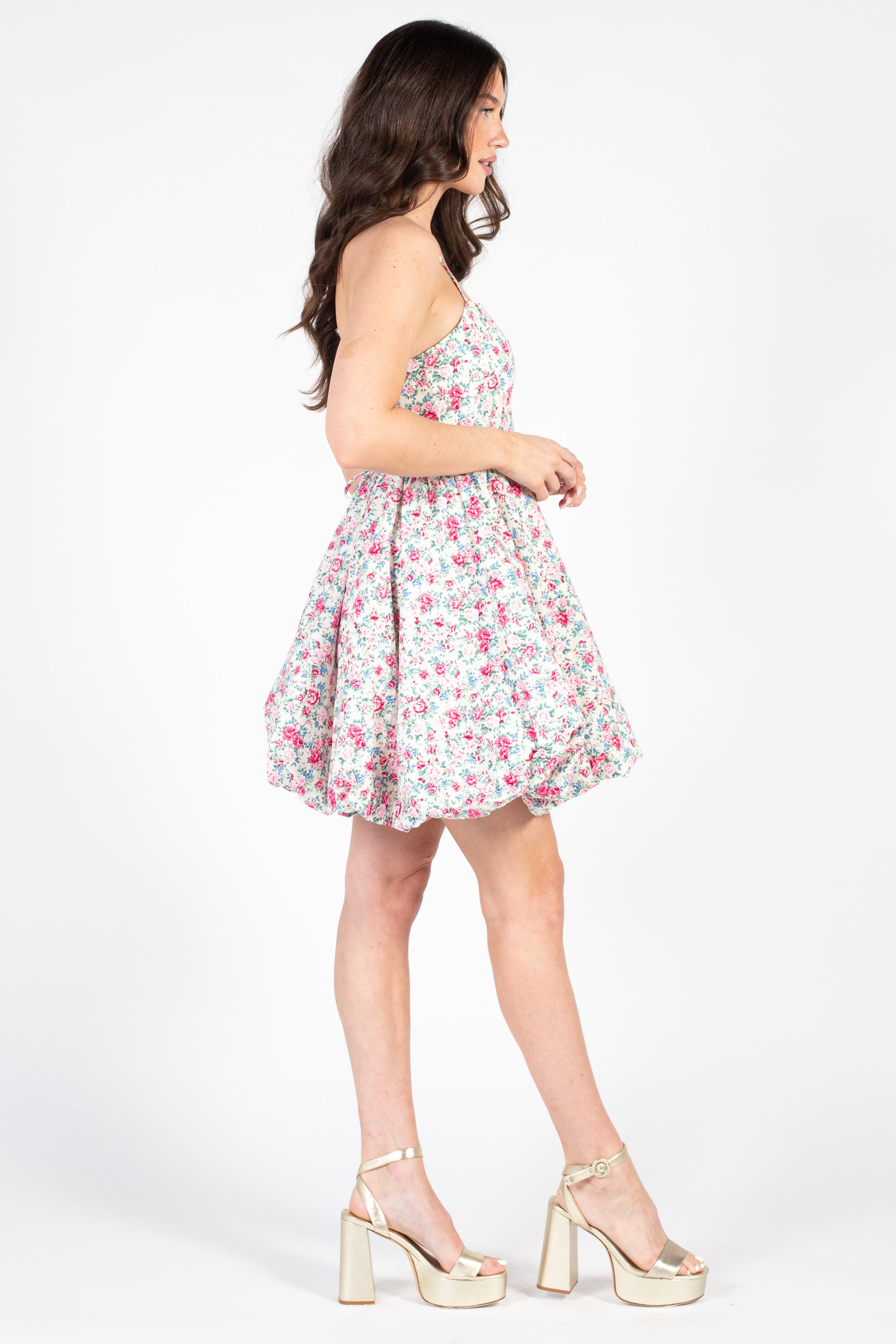 Lilian Bubble Hem Floral Mini Dress