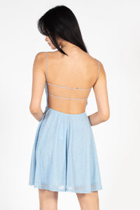Alice Shimmer Strap-Back Mini Dress - honey