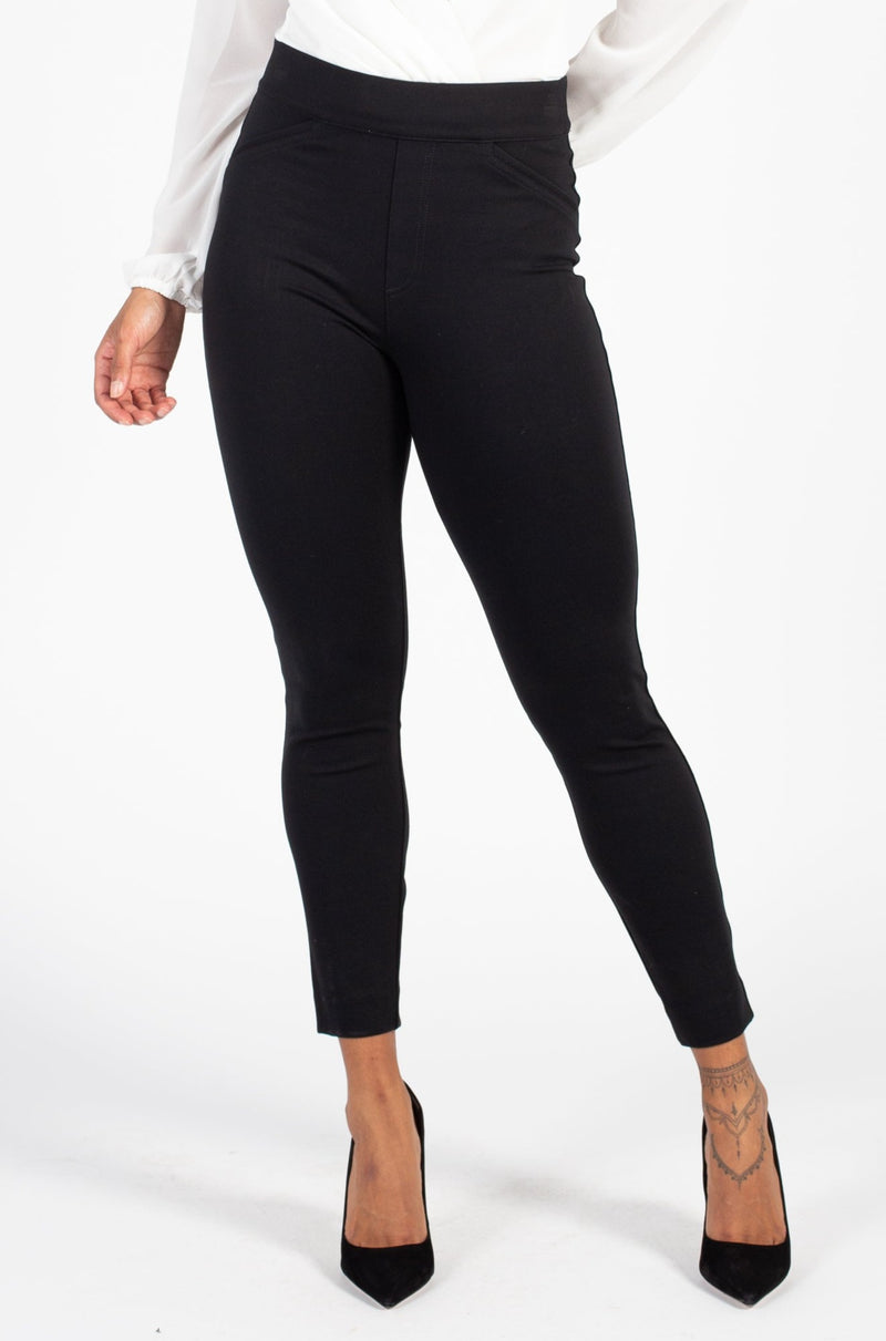 Spanx Distressed Faux-Leather Leggings, Black