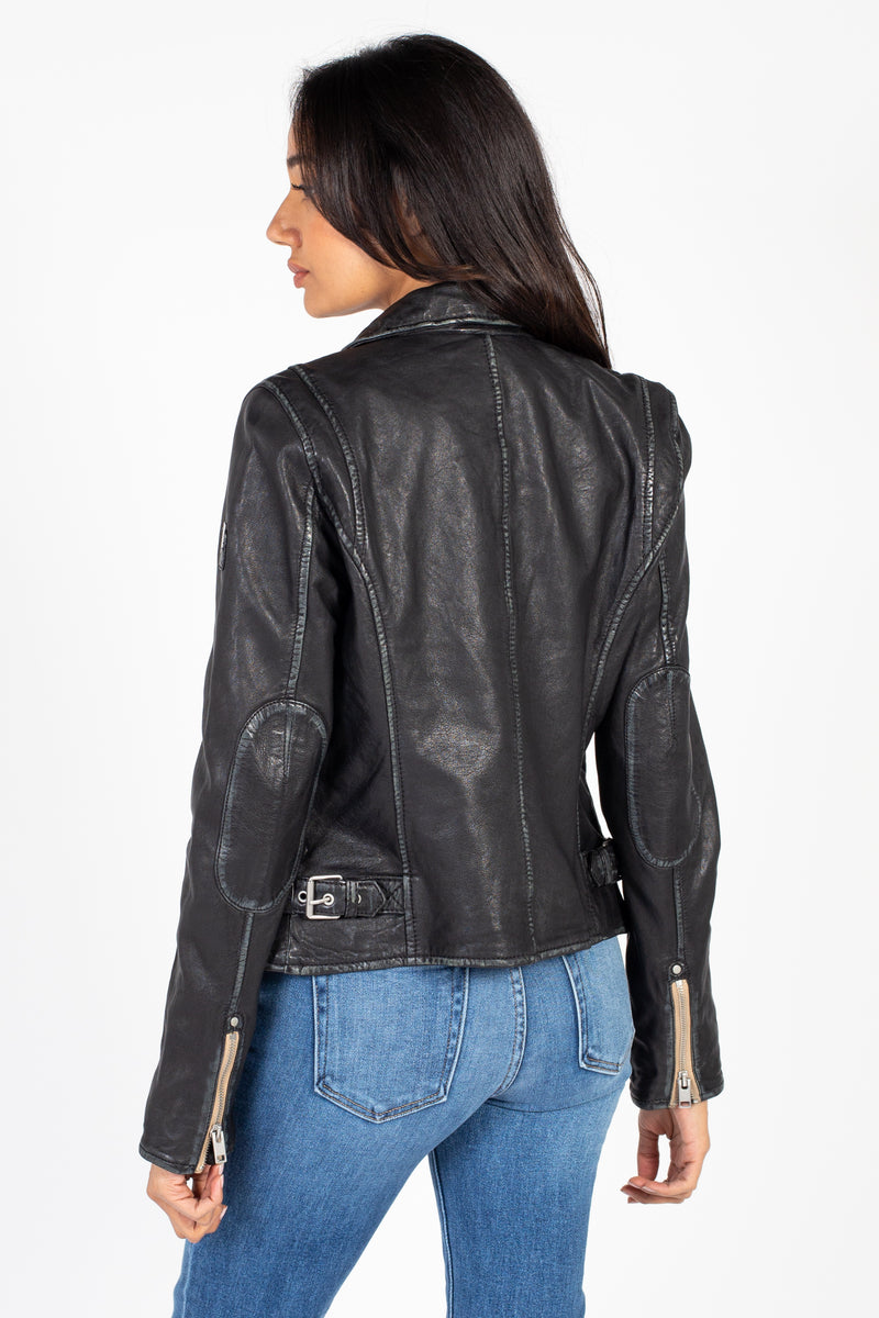 Mauritius Sofia Leather Moto Jacket - honey