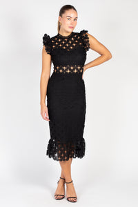 Samantha Lace Trumpet Bottom Midi Dress - honey