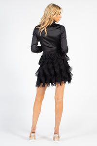 Katarina Multi Layer Fringe Mini Skirt - honey